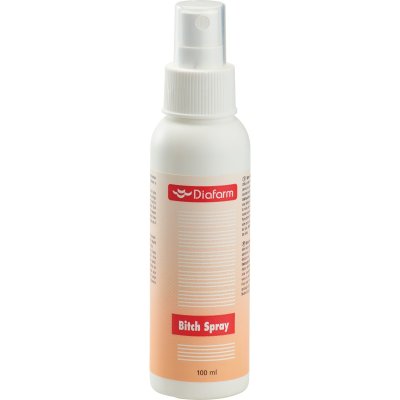 Zoom bild av löptikspray löptik löpspray no love bitch spray minska oönskad uppmärksamhet från hanhundar löptiden löpperiod diafarm