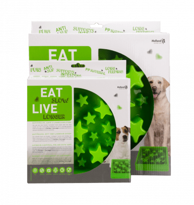 Zoom bild av Eat Slow Live Longer matskål Star Stjärna Grön Green Small