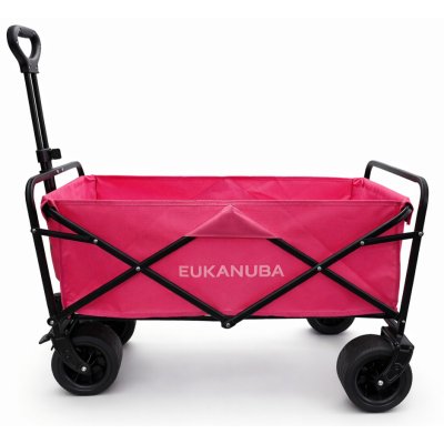 Zoom bild av Eukanuba vikbar skrinda rosa svart 58x90 cm vagn transport tyg metall med hjul och handtag