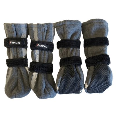 Zoom bild av Finnero Halla Hundsko Reflex Grå 4-pack hundskor fyrapack fleece viral populära hundsko hund sko instagram tiktok dog shoes