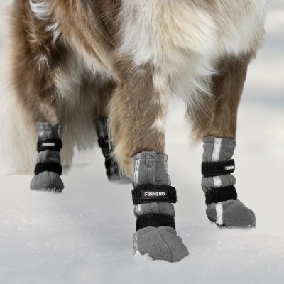 Zoom bild av Finnero Halla Hundsko Reflex Orange 4-pack hundskor fyrapack fleece viral populära hundsko hund sko instagram tiktok dog shoes