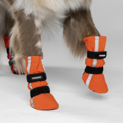 Zoom bild av Finnero Halla Hundsko Reflex Orange 4-pack hundskor fyrapack fleece viral populära hundsko hund sko instagram tiktok dog shoes