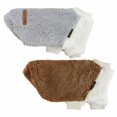 Zoom bild av hundtröja hundoverall varm tröja hundkläder hund fryser brun grå fitwarm plysch