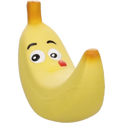 Zoom bild av Flamingo Banan latex med pip 16,5 cm hundleksak pipleksak hund gul