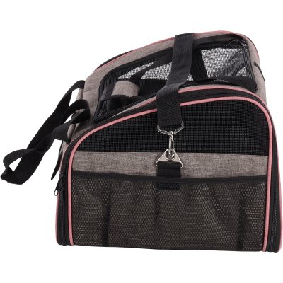 Zoom bild av bilsäte bilsits bilbädd bilbur hundbädd bilbur bil hundsäte hundsits transportbur grå svart taupe flamingo hund katt