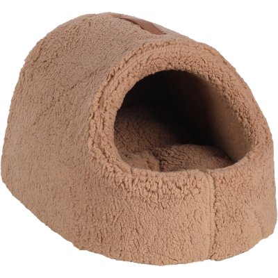 Zoom bild av Felpa Igloo Mochabrun Teddy 35x52x30cm kattbädd hundbädd iglo mysbädd avlång fleece pile
