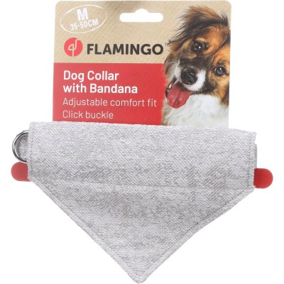 Zoom bild av Flamingo Hundhalsband med bandana Nelson ljusgrå halsband scarf rolig somrig grey tre storlekar nylon stilren