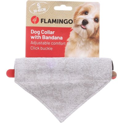 Zoom bild av Flamingo Hundhalsband med bandana Nelson ljusgrå halsband scarf rolig somrig grey tre storlekar nylon stilren