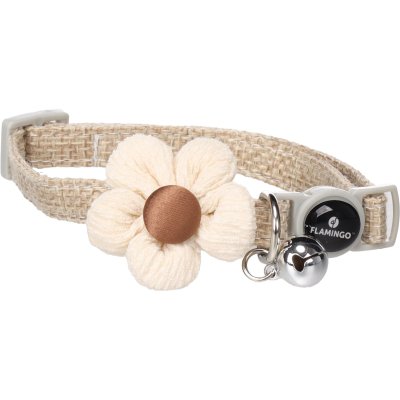 Zoom bild av Flamingo Katthalsband med blomma Bieke 20-35 cm halsband flower beige vit nylon ställbart