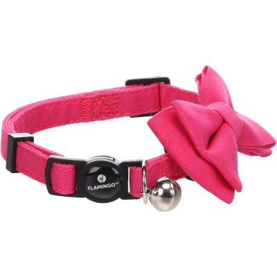 Zoom bild av Flamingo Katthalsband med fluga Lomi 20-35 cm halsband katt bow tie cerise blå laxrosa nylon