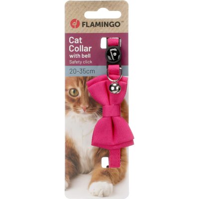 Zoom bild av Flamingo Katthalsband med fluga Lomi 20-35 cm halsband katt bow tie cerise blå laxrosa nylon