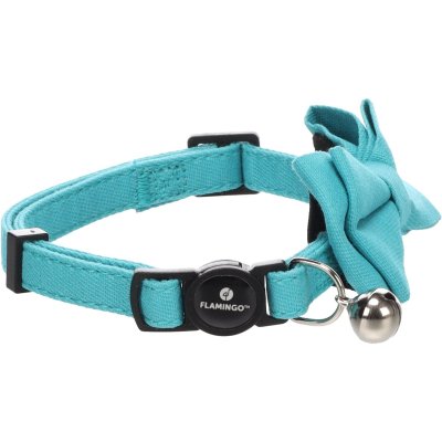 Zoom bild av Flamingo Katthalsband med fluga Lomi 20-35 cm halsband katt bow tie cerise blå laxrosa nylon