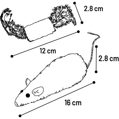 Zoom bild av Flamingo Kattleksak 2-pack Texa Roll & Mouse mus och rulle med fjäder och kattmynta