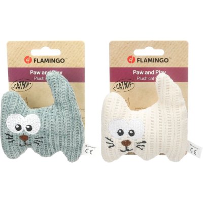 Zoom bild av Flamingo Kattleksak Brella Cat 11 cm, blandade mjuk plysch grön vit