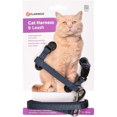 Zoom bild av kattsele rymningssäker med koppel kattkoppel kattset sele matchande vuxen katt 1,1m koppel rosa blå svart