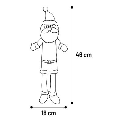 Zoom bild av flamingo hundleksak lång jultomte mjuk plysch med pip röd vit tomteluva rolig julleksak hund