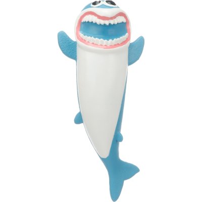 Zoom bild av Flamingo Latexhaj Sharo 29 cm, blandade färger hundleksak haj blå