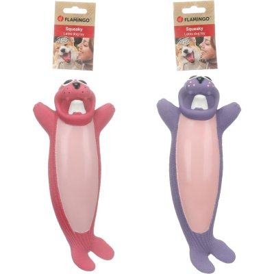 Zoom bild av Flamingo Latexsäl Zedo 28 cm, blandade färger hundleksak latex rosa lila