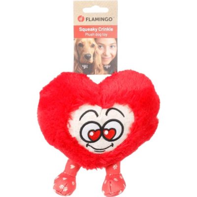 Zoom bild av flamingo Lieve Rött hjärta med fötter, 17 cm alla hjärtans dag valentines hundleksak valpleksak gullig heart röd mjuk plysch