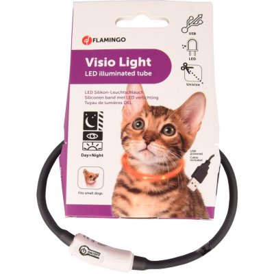 Lyshalsband katt LED Visio Svart 35 cm