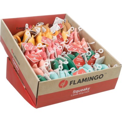 Zoom bild av Flamingo Pipleksak latex Flavie 10 cm, blandade hundleksak pip latex olika färger