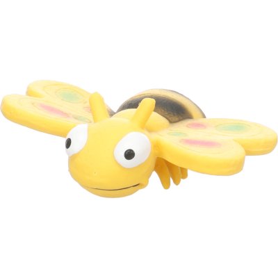 Zoom bild av Flamingo Pipleksak latex flygande insekt Bibu 10 cm, blandade hundleksak färgglada latexleksak pip flygande insekt vingar fjäril