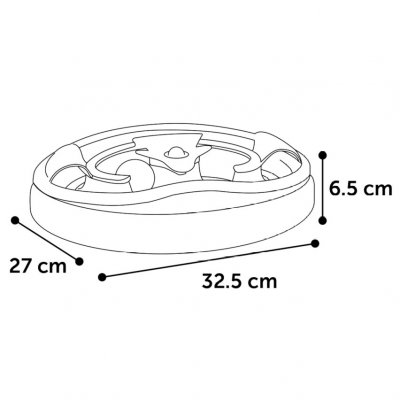 Zoom bild av Shilo kattaktivitetsbana med boll vitblå