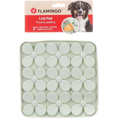 Zoom bild av Flamingo Slickmatta Klaver Square Flower 20 cm slickmatta grå grön silikon blommig blommor somrig aktivering slowfeed