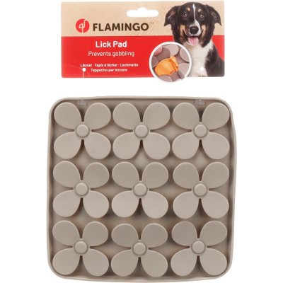 Zoom bild av Flamingo Slickmatta Klaver Square Flower 20 cm slickmatta grå grön silikon blommig blommor somrig aktivering slowfeed