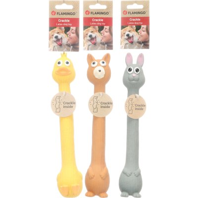 Zoom bild av Flamingo pipleksak latex nibe 29 cm blandade latexleksak hundleksak pip anka räv kanin gul brun grå