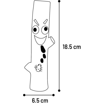 Zoom bild av hundleksak pipleksak latex trädstam brun flamingo
