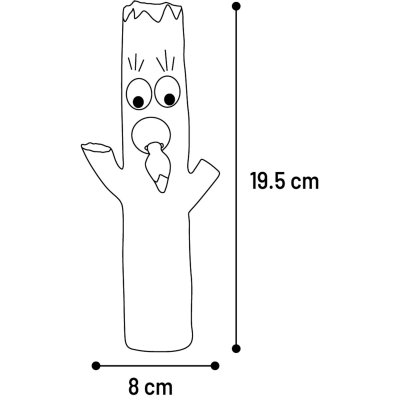 Zoom bild av hundleksak pipleksak latex trädstam brun flamingo