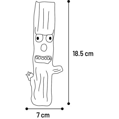 Zoom bild av hundleksak pipleksak latex trädstam brun flamingo