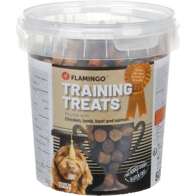 Zoom bild av Flamingo Training Snack Rounds Chicken, lamb & beef 500g hundgodis burk