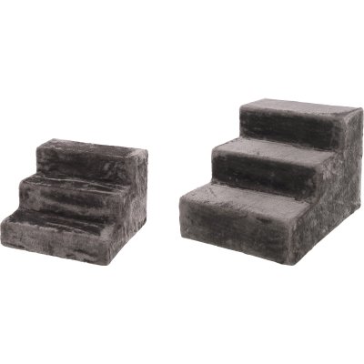 Zoom bild av hundtrappa kattrappa trappa hund katt husdjur ledproblem ryggproblem ont i ryggen gammal hund liten hund sjukdom trappa grå plys