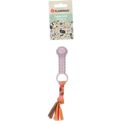 Zoom bild av flamingo Valpleksak Puppy Bunty Bone Taupe 20 cm hundleksak valp gummi tuggleksak kliande tänder hundben leksak pip