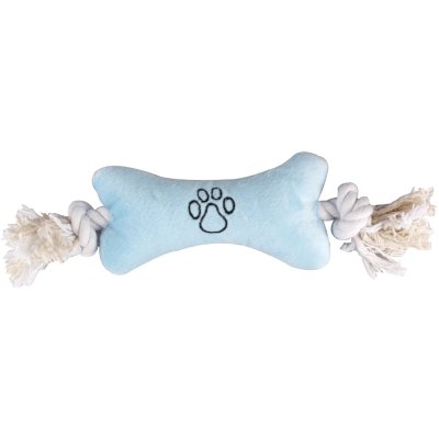 Zoom bild av flamingo Valpleksak Puppy Plush Bone med rep, 40 cm hundleksak valp hund leksak plysch mjuk kliande tänder rosa blå rep