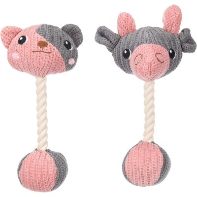 Zoom bild av flamingo Valpleksak Puppy Zoda Bear Ram 26 cm björn bagge grå rosa plysch rep hundleksak mjuk valp