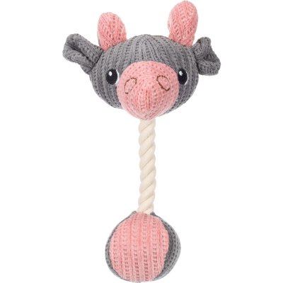 Zoom bild av flamingo Valpleksak Puppy Zoda Bear Ram 26 cm björn bagge grå rosa plysch rep hundleksak mjuk valp