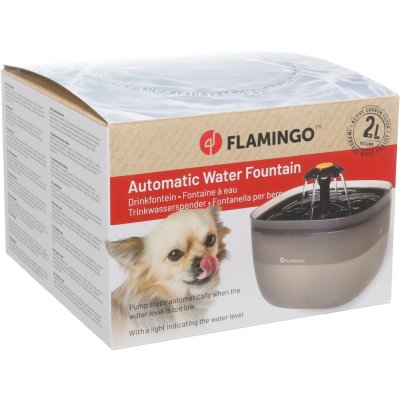 Zoom bild av Flamingo Vattenfontän Flowie Square 2 liter kattfontän hundfontän svart dricksfontän blomma plast snygg inredning tyst pump