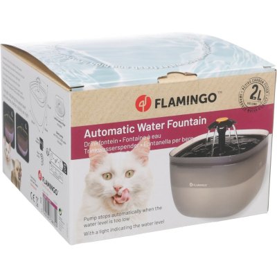 Zoom bild av Flamingo Vattenfontän Flowie Square 2 liter kattfontän hundfontän svart dricksfontän blomma plast snygg inredning tyst pump