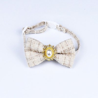 Zoom bild av Fluga/rosett m pärla & halsband, small 17-33 cm, tweed