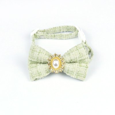Zoom bild av Fluga/rosett m pärla & halsband, small 17-33 cm, tweed