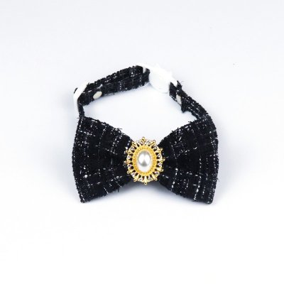 Zoom bild av Fluga/rosett m pärla & halsband, small 17-33 cm, tweed