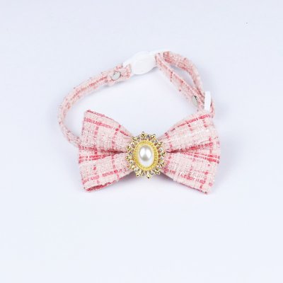 Zoom bild av Fluga/rosett m pärla & halsband, small 17-33 cm, tweed
