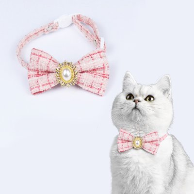 Zoom bild av Fluga/rosett m pärla & halsband, small 17-33 cm, tweed
