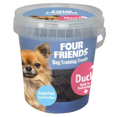 Zoom bild av hundgodis belöningsgodis four friends anka