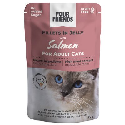Four Friends Salmon Filets in Jelly Adult Cats Pouch