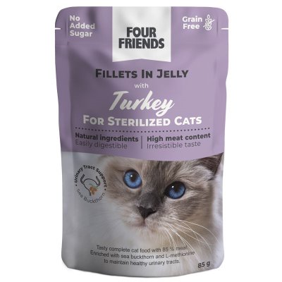Four Friends Turkey Filets in Jelly Sterilized Cats Pouch