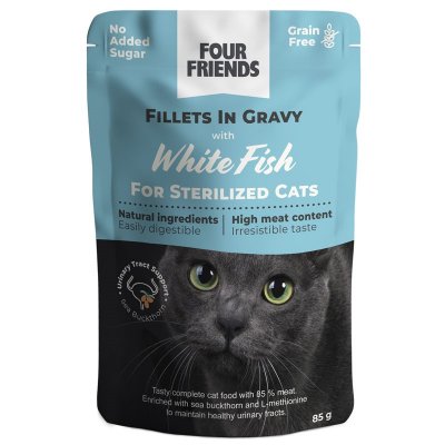 Four Friends White Fish Filets in Gravy Sterilized Cats Pouch